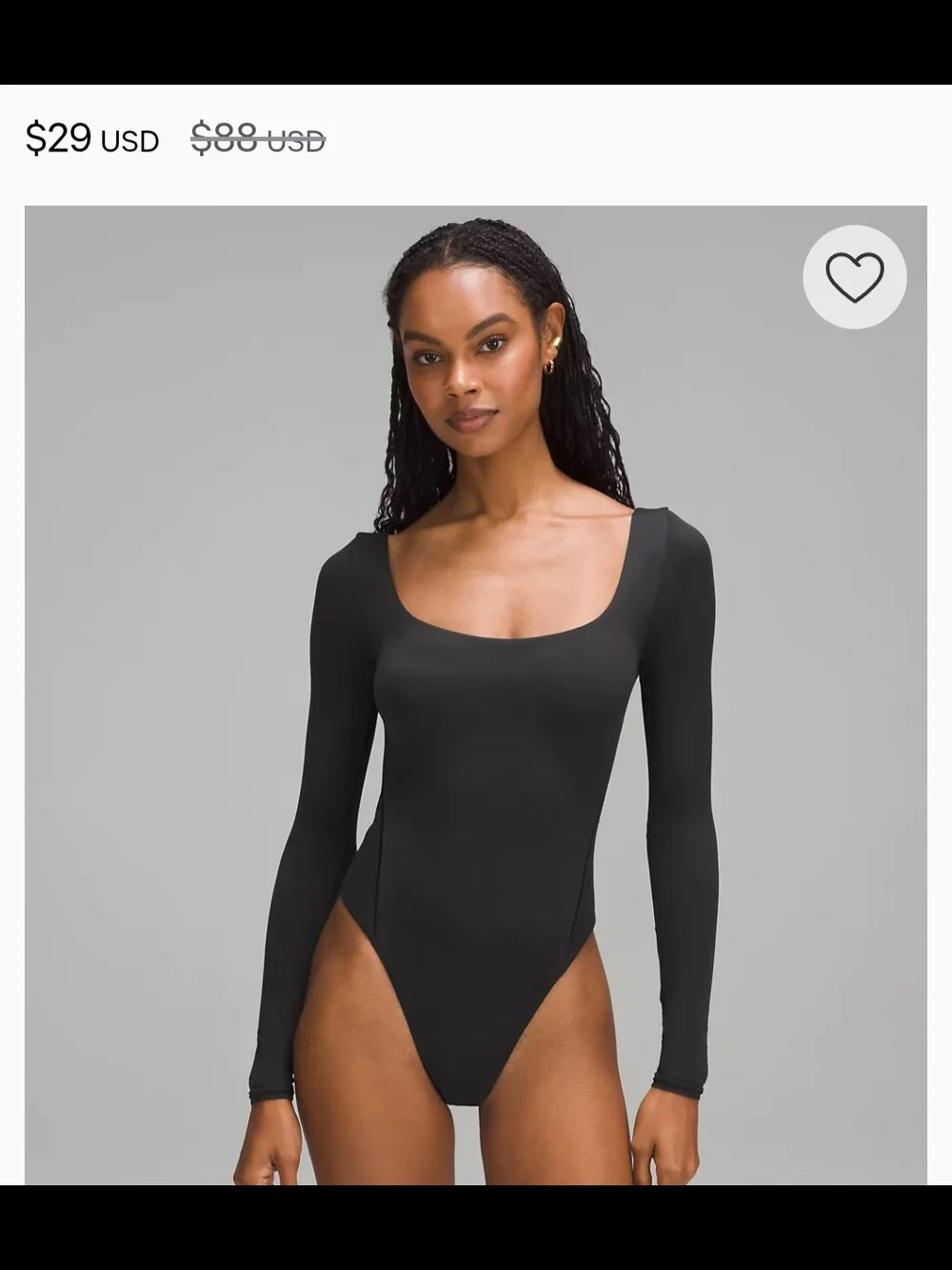 lululemon athletica Black Long-Sleeve Scoop-Neck Bodysuit
